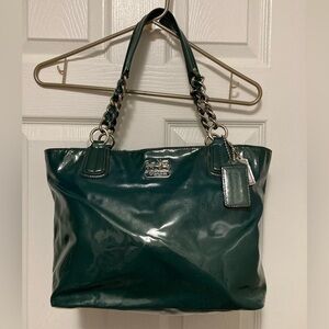 *Coach 18770 Chelsea Teal Hunter Green Patent Leather Tote Shoulder Bag
